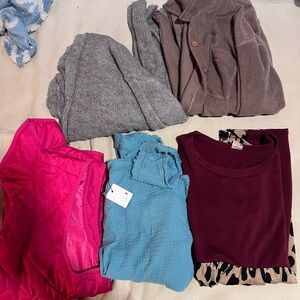 Pink Quilted Vest and Clothing Bundle